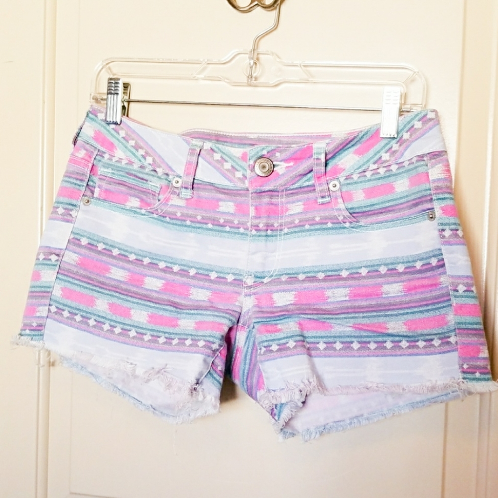 American Eagle Aztec stretch frayed hem sh…